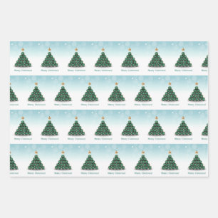 Feuille De Papier Cadeau Joyeuses boules de Noël Arbre Mint Pastel Design