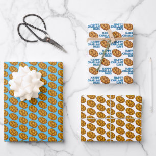 Feuille De Papier Cadeau Joyeuses fêtes de Challah Hanoukka Chanukah