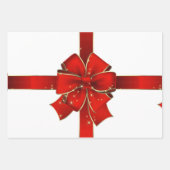 Feuille De Papier Cadeau Joyeuses Fêtes de la Bow rouge étincelante (Devant 3)