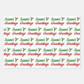 Feuille De Papier Cadeau Joyeuses Fêtes Holly Noël rouge vert (Devant 3)