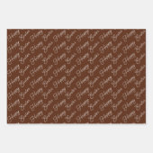 Feuille De Papier Cadeau Joyeuses Pâques Script Brun et Blanc (Devant 2)