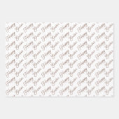 Feuille De Papier Cadeau Joyeuses Pâques Script Brun et Blanc (Devant)