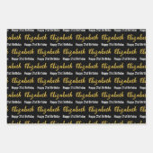 Feuille De Papier Cadeau Joyeux 21e Anniversaire Gold Nom Noir et Blanc (Devant 2)