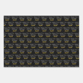 Feuille De Papier Cadeau Joyeux 21e Anniversaire Script Nom Noir Blanc Or (Devant)