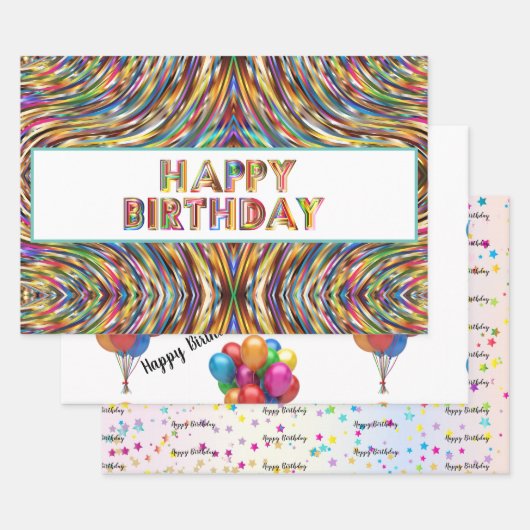 Feuille De Papier Cadeau Joyeux anniversaire (Lot)