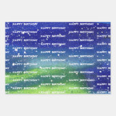 Feuille De Papier Cadeau Joyeux Anniversaire bleu (Devant)