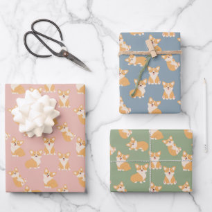 Feuille De Papier Cadeau Joyeux anniversaire Cute Corgi Motif pour Amoureux