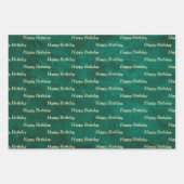 Feuille De Papier Cadeau Joyeux Anniversaire En Cuir Vert (Devant 2)