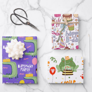 Feuille De Papier Cadeau Joyeux Anniversaire Enfants 