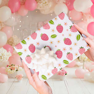 Feuille De Papier Cadeau Joyeux Anniversaire Filles Rose Fraise
