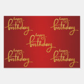 Feuille De Papier Cadeau Joyeux Anniversaire Gold Foil (Devant 3)