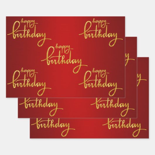 Feuille De Papier Cadeau Joyeux Anniversaire Gold Foil (Lot)