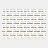 Feuille De Papier Cadeau Joyeux Anniversaire Gold Nom Script Blanc et Noir (Devant 3)