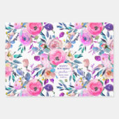 Feuille De Papier Cadeau Joyeux anniversaire Grand-mère Floral (Devant)