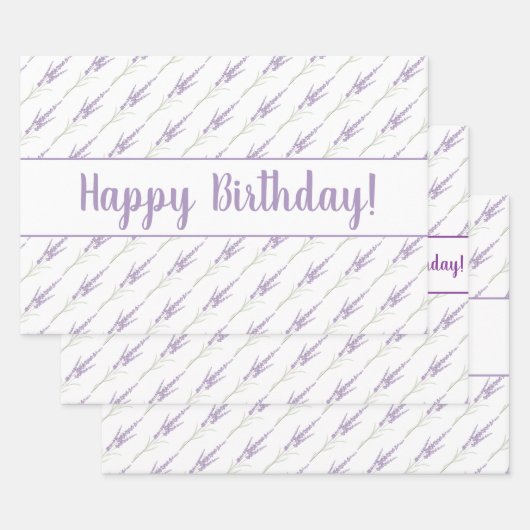 Feuille De Papier Cadeau Joyeux Anniversaire Lavender Flower Bundles (Lot)