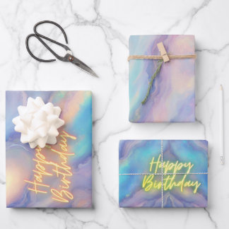 Feuille De Papier Cadeau Joyeux anniversaire Octobre Birthstone Opal