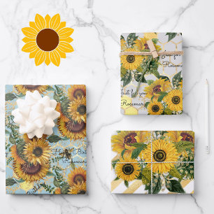 Feuille De Papier Cadeau Joyeux Anniversaire ou Tournesol de retraite Ajout