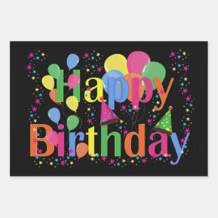 Feuille De Papier Cadeau Joyeux anniversaire, salutations festives,