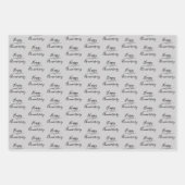 Feuille De Papier Cadeau Joyeux anniversaire sur Argent (Devant 2)