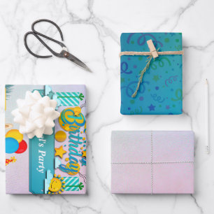 Feuille De Papier Cadeau Joyeux Anniversaire Train Avec Vœux Animaux Mignon
