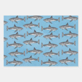Feuille De Papier Cadeau Joyeux Anniversaire Whimsical Blue Ocean Sharks Am (Devant 2)