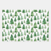 Feuille De Papier Cadeau Joyeux arbres de Noël rouges verts (Devant 2)
