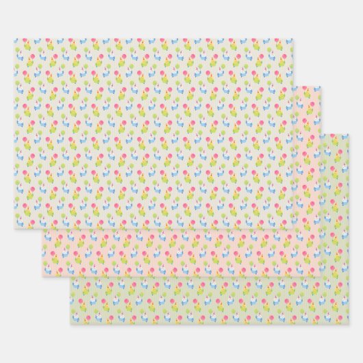 Feuille De Papier Cadeau Joyeux Birbday Budgie (Lot)