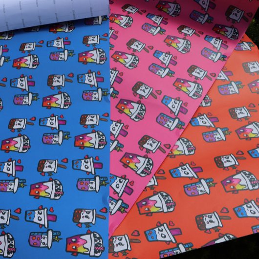 Feuille De Papier Cadeau Joyeux Boba Tea Bubble Teas Bobas Kawaii