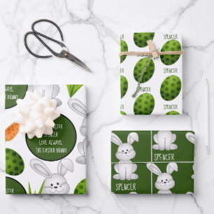 Feuille De Papier Cadeau Joyeux Bunny de Pâques personnalisé