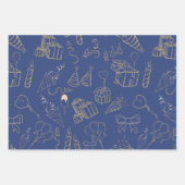 Feuille De Papier Cadeau Joyeux Cadeaux d'anniversaire Gold Black Blue (Devant 2)