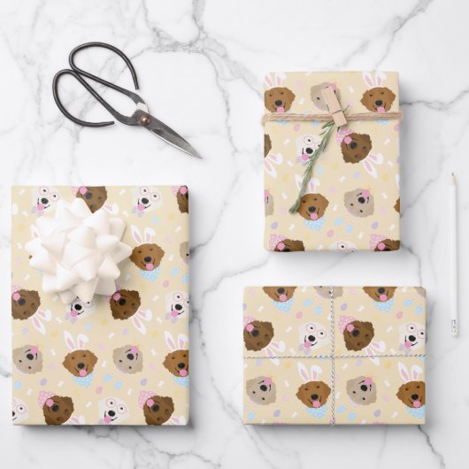Feuille De Papier Cadeau Joyeux Chiens de Pâques (Recto)