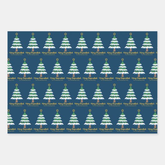 Feuille De Papier Cadeau Joyeux Chrismukkah Cute Hanoukka Christmas Tree (Devant 3)