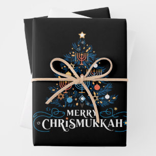 Feuille De Papier Cadeau Joyeux Chrismukkah Fête juive Hanukkah