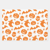 Feuille De Papier Cadeau Joyeux Citrouille de Halloween Motif de fantôme (Devant)