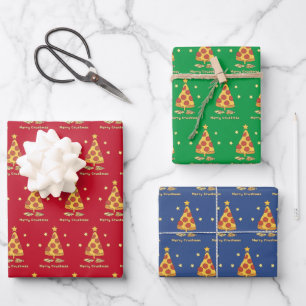 Feuille De Papier Cadeau Joyeux Crustmas - Pizza Noël