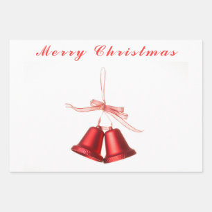 Feuille De Papier Cadeau Joyeux décor de cloche rouge Noël avec texte
