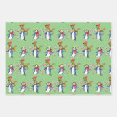 Feuille De Papier Cadeau Joyeux et brillant Mme et M. Snowman Penguin (Devant 2)