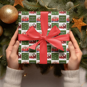 Feuille De Papier Cadeau Joyeux et brillant Noël Snowflake Photo Green