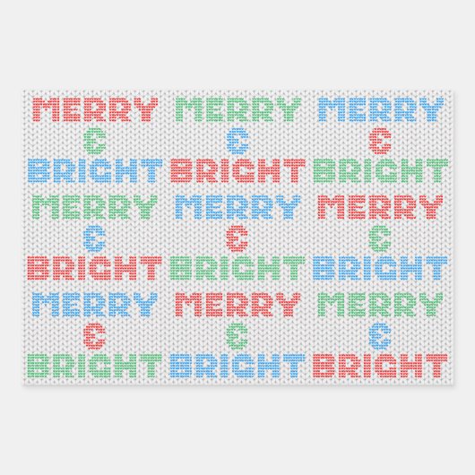 Feuille De Papier Cadeau Joyeux et brillant pull de Noël (Devant 3)