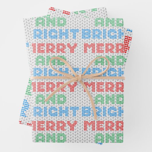 Feuille De Papier Cadeau Joyeux et brillant pull de Noël (En situation)