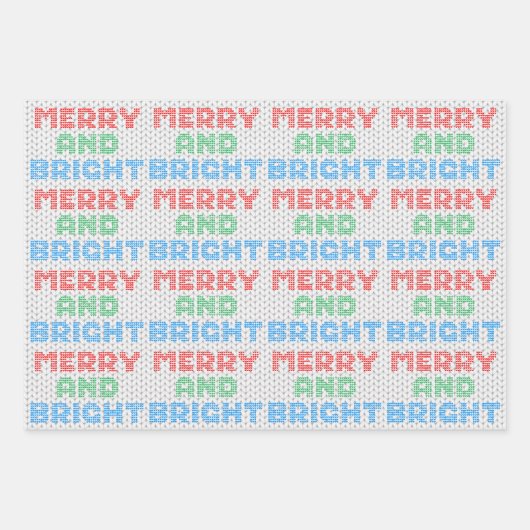 Feuille De Papier Cadeau Joyeux et brillant pull de Noël (Devant)