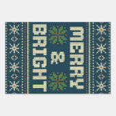 Feuille De Papier Cadeau Joyeux et brillant pull de Noël Nordic Knit (Devant 3)