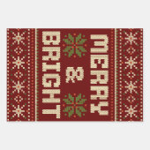 Feuille De Papier Cadeau Joyeux et brillant pull de Noël Nordic Knit (Devant 2)