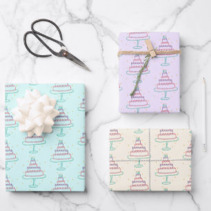 Feuille De Papier Cadeau Joyeux gâteaux d'anniversaire mignon charmant cade