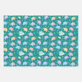 Feuille De Papier Cadeau Joyeux Jardin des éléphants avec Parapluies Fleurs (Devant 3)