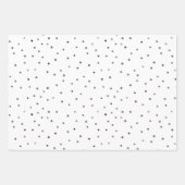 Feuille De Papier Cadeau Joyeux jeu de flocons de neige noir blanc & gris (Devant 3)