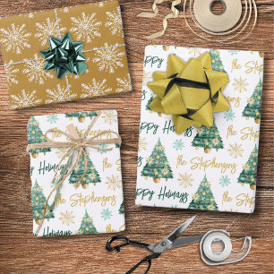 Feuille De Papier Cadeau Joyeux Joyeux Jours Personnalisés Moderne Script A