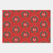 Feuille De Papier Cadeau Joyeux Joyeux Jours Personnalisés Monogramme Rouge (Devant)