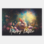 Feuille De Papier Cadeau Joyeux lapin de Pâques avec oeufs de Pâques (Devant 3)