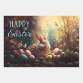 Feuille De Papier Cadeau Joyeux lapin de Pâques avec oeufs de Pâques (Devant 2)